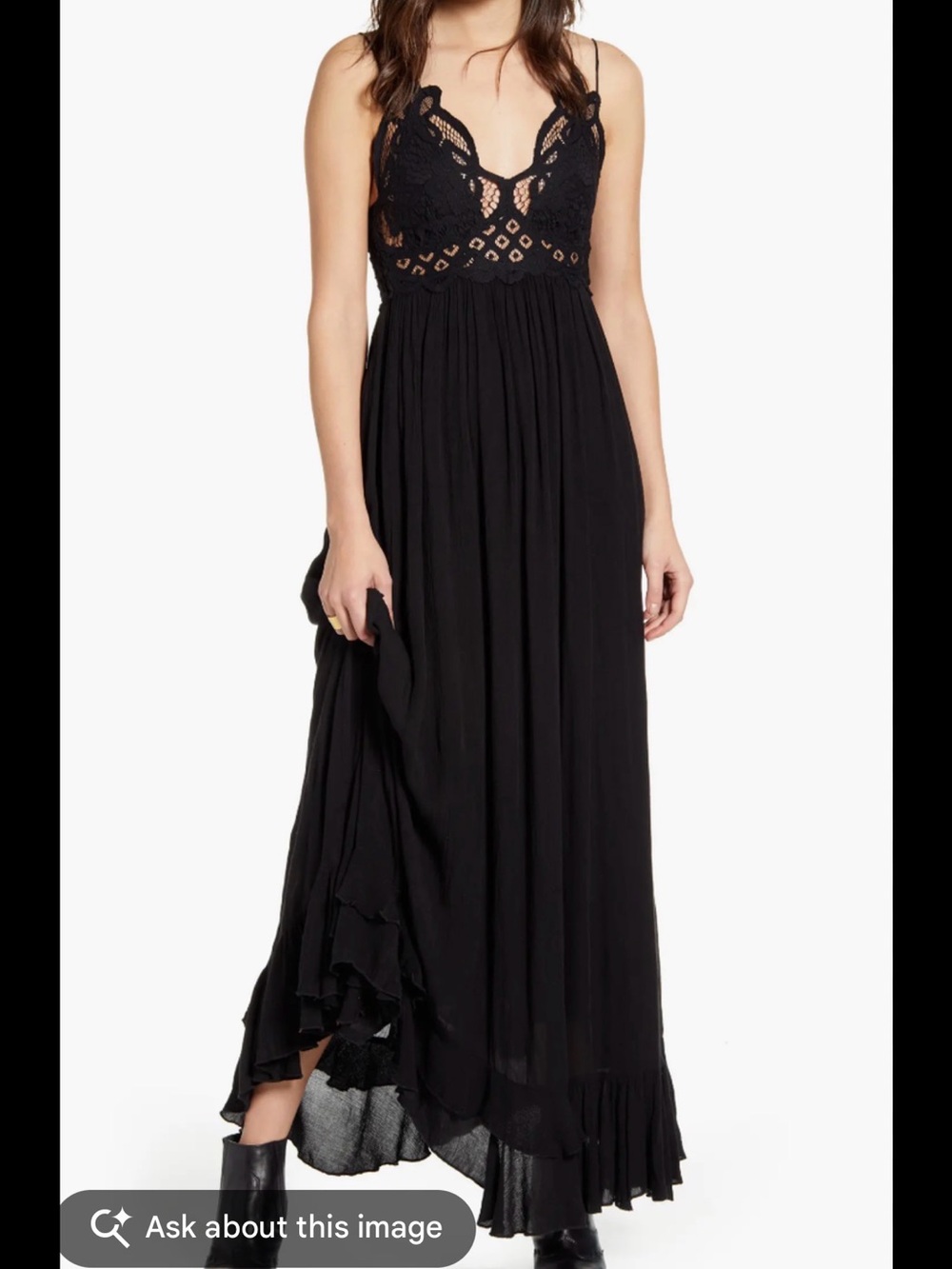 Free People Black Crochet-Detail Slip Maxi Dress - Picture 3 of 4